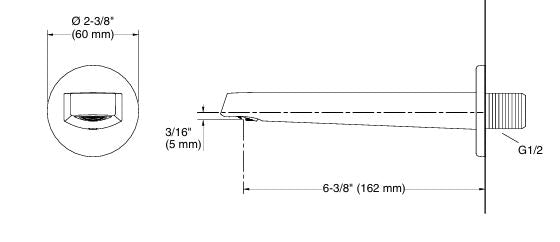 BEAM WALL-MOUNT BATH SPOUT W/O DIVERTER - KOHLER POPULAR - ( POLISHED CHROME - POPULAR - 0x15 mm - 0inchX0.5inch )