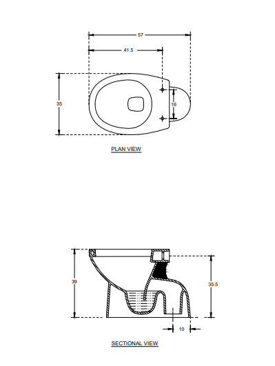 EWC STAR S TRAP 100MM W/SEAT COVER - HINDWARE -  ( STAR WHITE - 570x350x390 mm - 22.8inchX14inchX15.6inch )