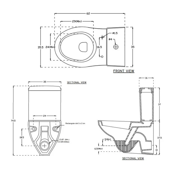 Hindware Etios One Piece Closet-20096 P-150-with Cistern 21056 Combo
