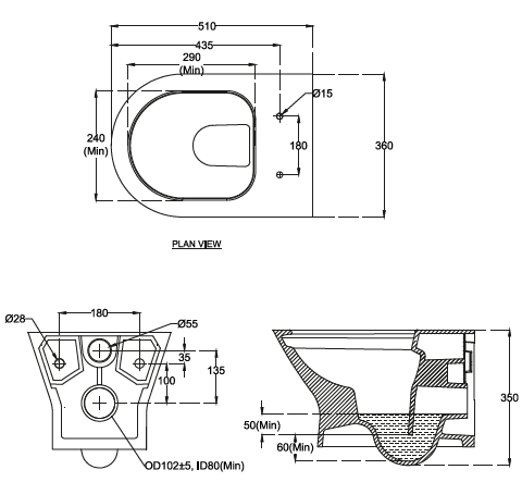 RIMLESS EWC WM FABIO NEO W/CONCEALED FIXATION & SOFT CLOSE SC - HINDWARE -  ( STAR WHITE - FABIO NEO - 510x360 mm - 20.4inchX14.4inch )