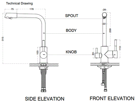 BRASS SINK MIXER FOR RO CONNECTION - AQUANT -  ( CHROME -  - 0x0 mm - 0inchx0inch )