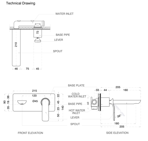 BRASS W/M B/MIXER W/POP-UP WASTE COUP. - AQUANT -  ( MATT BLACK -  - 0x0 mm - 0inchx0inch )
