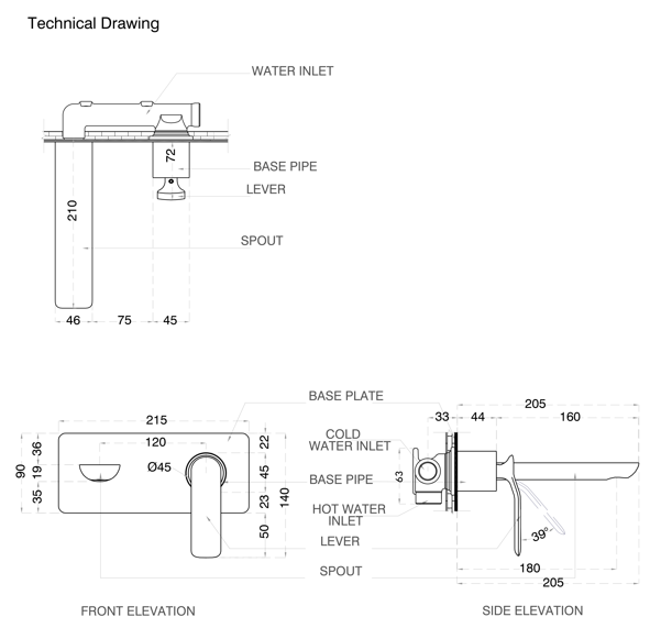 BRASS W/M B/MIXER W/POP-UP WASTE COUP. - AQUANT -  ( GRAPHITE GREY -  - 0x0 mm - 0inchx0inch )