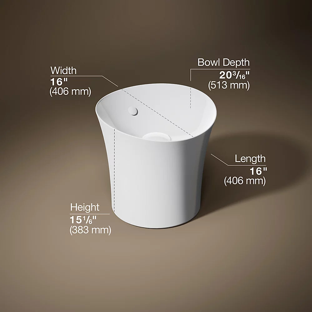 VEIL-WASH BASIN W/O PEDESTAL FOR 20701-0 - KOHLER LUXURY -  ( WHITE - LUXURY - 406x406 mm - 16.24inchX16.24inch )