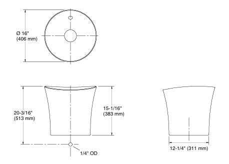 VEIL-WASH BASIN W/O PEDESTAL FOR 20701-0 - KOHLER LUXURY -  ( WHITE - LUXURY - 406x406 mm - 16.24inchX16.24inch )