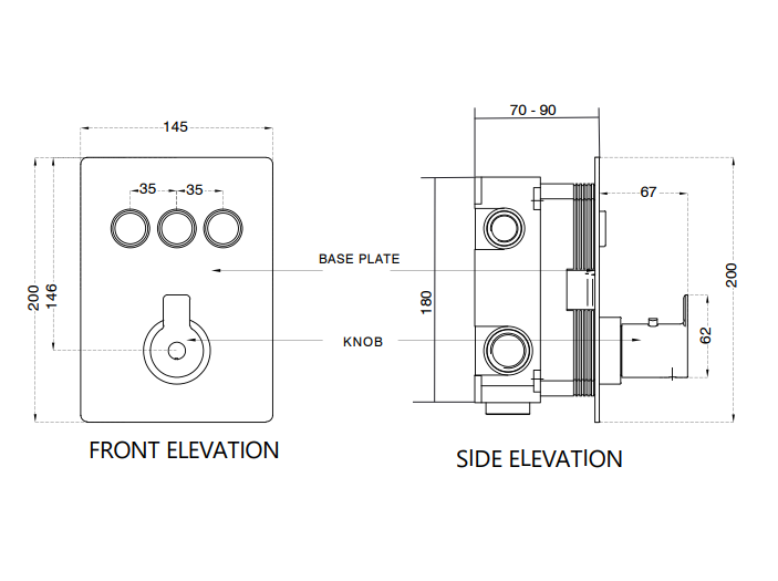 CONC.THERMO. MIXER W/2IN 3OUT 1-FREE OUT - AQUANT -  ( CHROME -  - 0x0 mm - 0inchx0inch )