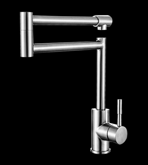 STAINLESS STEEL TABLE MOUNTED ADJUSTABLE SINK MIXER - AQUANT - ( STAINLESS STEEL - MATT FINISH - 0x15 mm - 0inchX0.6inch )