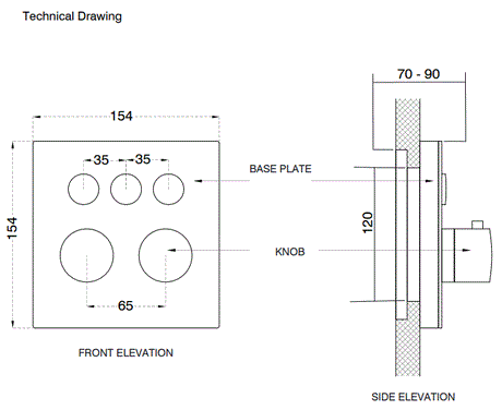THERMOSTATIC CLICK-SELCT DIVTR W/3OUTLT - AQUANT -  ( WHITE GLASS -  - 0x0 mm - 0inchx0inch )