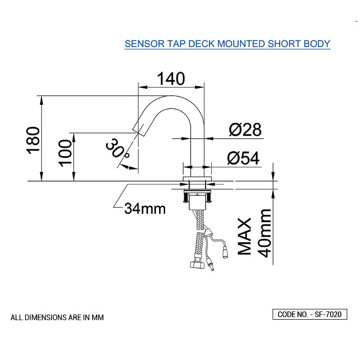 AQUADORN TAP DECK MOUNTED SHORT BODY - ACQUAVIVA - ( CHR - SENSOR FAUCETS - 0x12 mm - 0inchX0.48inch )