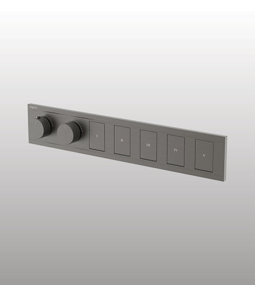 CONC THERMOSTATIC MULTI FUN 5 OUTLET SWITCH BUTTON DIVERTER WITH FLOW CONTROL 20 MM INLET - AQUANT - ( GRAPHITE GREY - PIANO SERIES - 20x0 mm - 0.8inchX0inch )