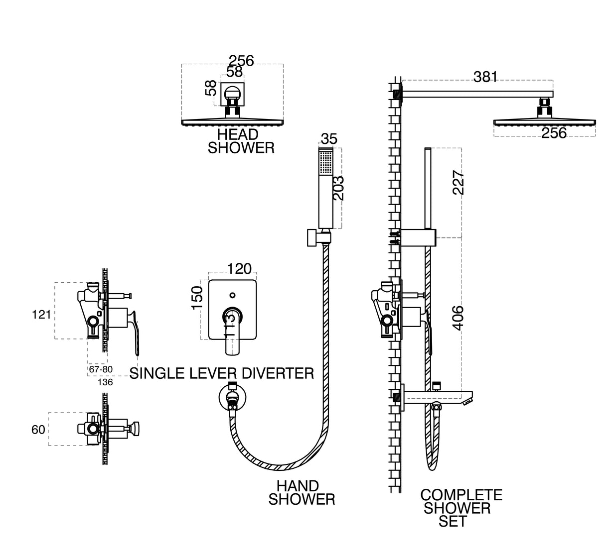 (PRUN) SL/DIV OH/SHWR W/ARM H/SHWR.SET B/SPOUT - AQUANT -  ( BRUSHED GOLD -  - 0x0 mm - 0inchx0inch )