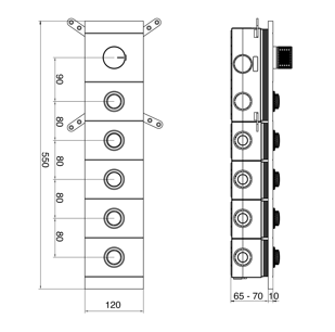 HIGH FLOW THERMOSTATIC MULTIFUNCTION DIVTR W/5OUTLET & FLOW CTRL (20 MM) - AQUANT -  ( CHROME -  - 0x0 mm - 0inchx0inch )