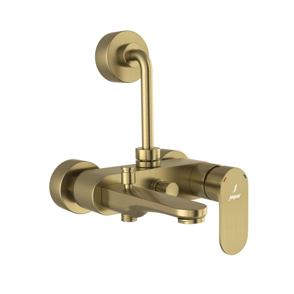 SINGLE LEVER 3-IN-1 WALL MIXER WITH HAND AND OVERHEAD SHOWER PROVISION, 115MM BEND PIPE, CONNECTING LEGS, AND WALL FLANGE - JAQUAR FAUCETS - ( ANTIQUE BRONZE - OPAL PRIME - 0x15 mm - 0inchX0.5inch )