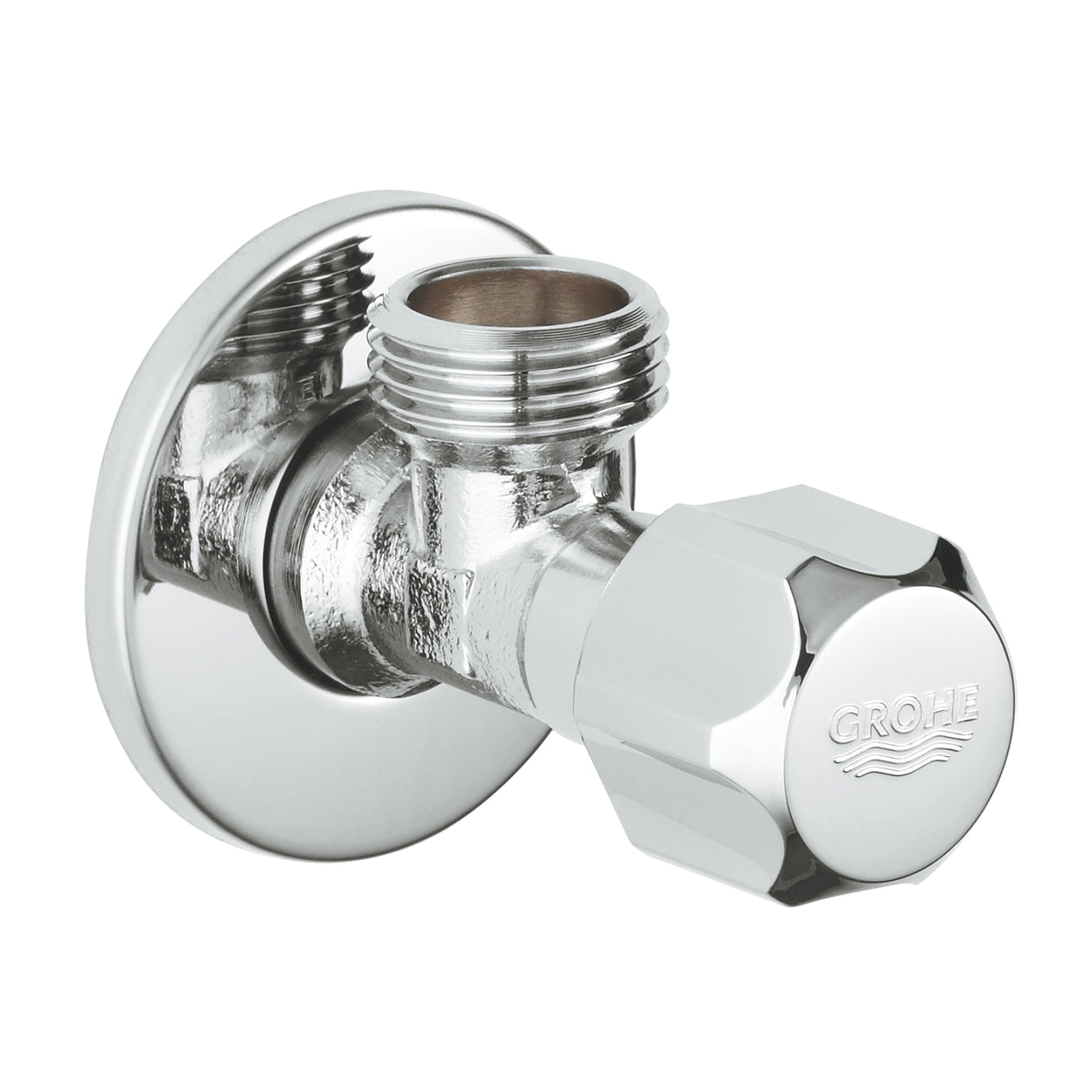 ANGLE VALVE 1/2INCH X 1/2INCH-GROHE - ( CHROME - G3 - ANGLE VALVES NEUTRAL HANDLE - 0x15 mm - 0inchX0.6inch )