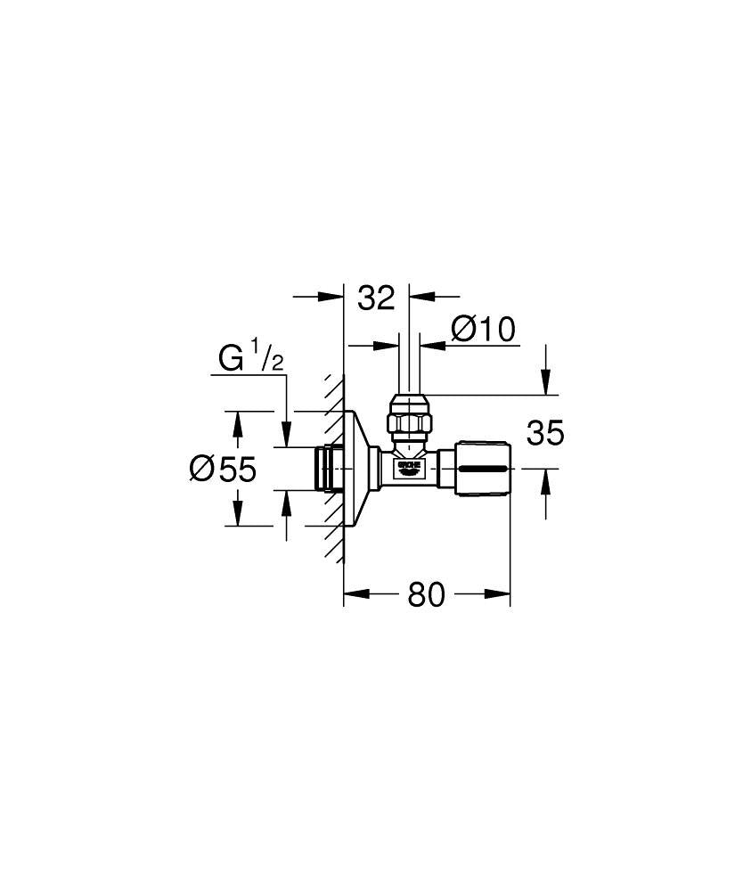 ANGLE VALVE 1/2INCH X 3/8INCH - GROHE -  ( BRUSHED HARD GRAPHITE - G5 - ANGLE VALVES NEUTRAL HANDLE - 0x15 mm - 0inchX0.5inch )