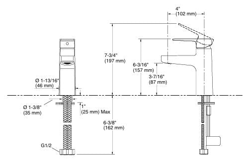 HONE-SL BASIN MIXER W/O DRAIN PIPES - KOHLER PREMIUM -  ( FRENCH GOLD - PREMIUM - 0x15 mm - 0inchX0.6inch )