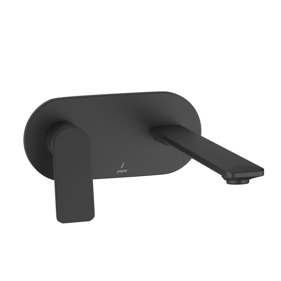 EXPOSED PART KIT OF LEFT HAND SIDE OPERATED SINGLE LEVER BASIN MIXER WALL MOUNTED CONSISTING OF OPERATING LEVER, CARTRIDGE SLEEVE, WALL FLANGE, NIPPLE & SPOUT (COMPATIBLE WITH ALD-235N)- JAQUAR FAUCETS - ( BLACK MATT - LAGUNA - 0x15 mm - 0inchX0.5inch )