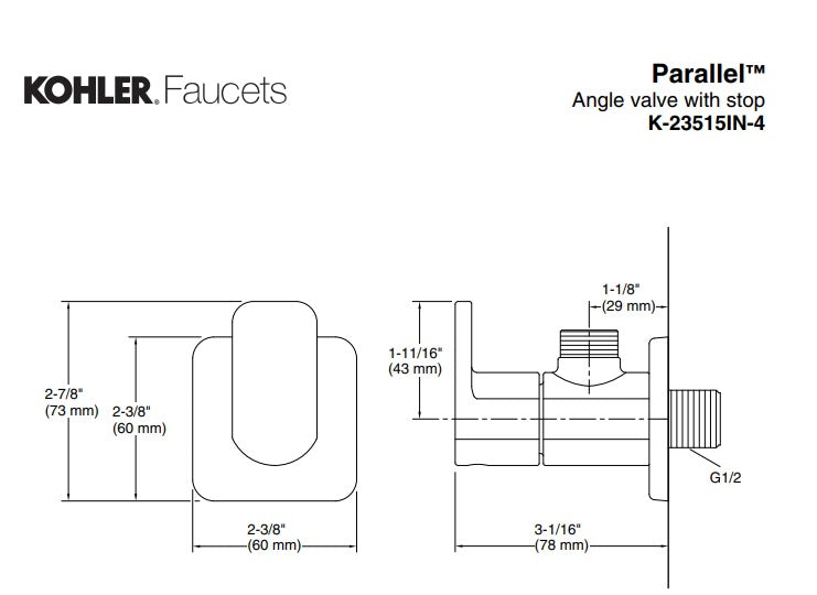 PARALLEL-ANGLE VALVE W/FLANGE - KOHLER POPULAR -  ( ROSE GOLD - POPULAR - 0x0 mm - 0inchx0inch )