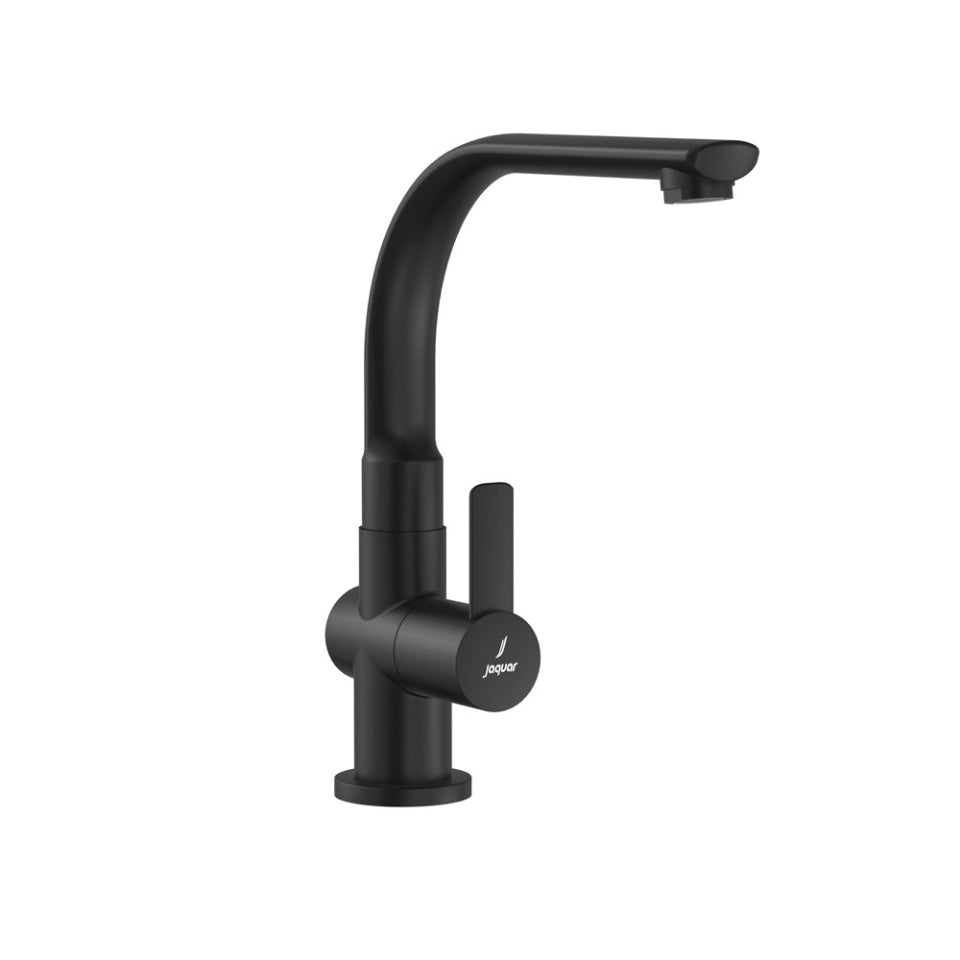 SINK COCK WITH REGULAR SWINGING SPOUT (TABLE MOUNTED)WITH FLANGE - JAQUAR FAUCETS - ( BLACK MATT - FUSION PRIME - 0x15 mm - 0inchX0.5inch )
