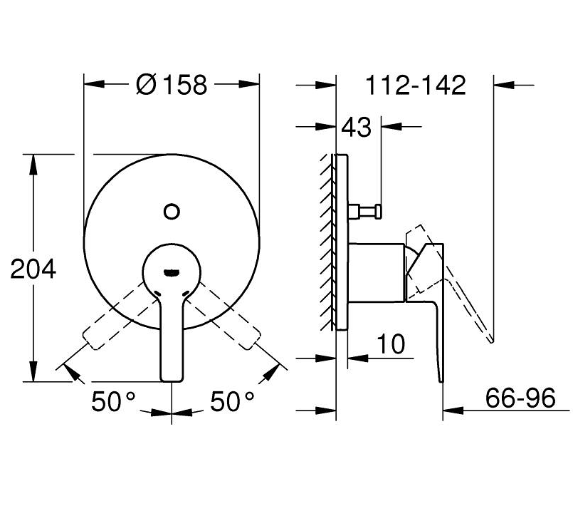LINEARE 1-HANDLE BATH/SHOWER MIXER - GROHE -  ( BRUSHED HARD GRAPHITE - G5 - LINEARE - 0x0 mm - 0inchX0inch )
