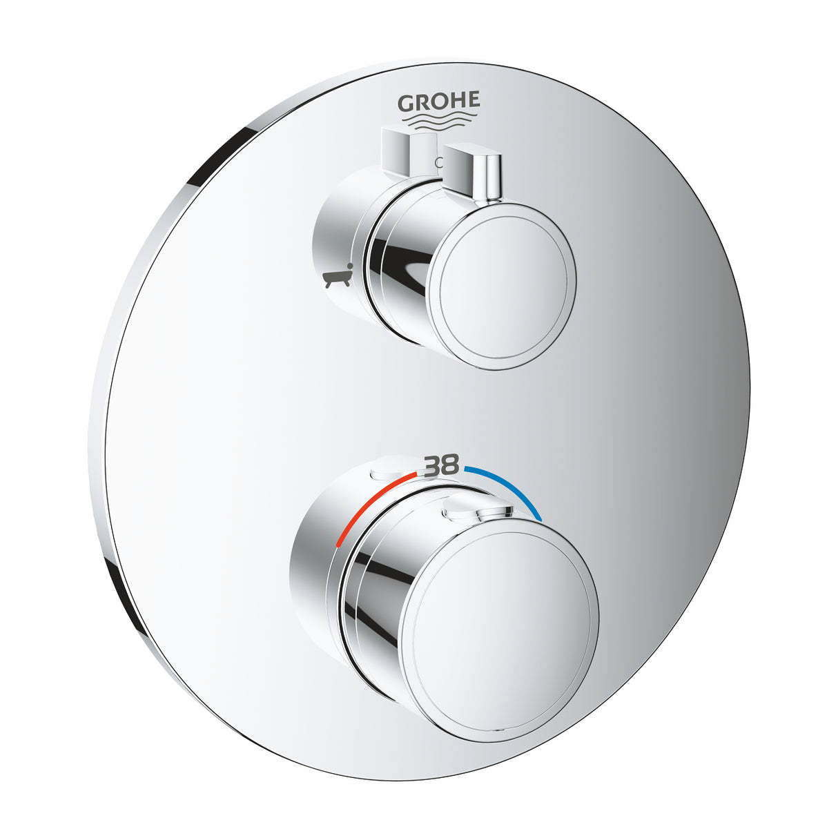 GROHTHERM THERMOSTATIC BATH MIXER ROUND, 2-WAY DIVERTER - GROHE-G2 - (CHROME - G2 - GROHTHERM - 0x0 mm - 0inchX0inch)