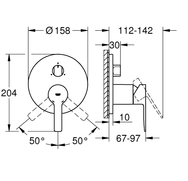LINEARE 1-HANDLE MIXER, 3-WAY DIVERTER - GROHE -  ( CHROME - G4 - LINEARE - 0x15 mm - 0inchX0.5inch )