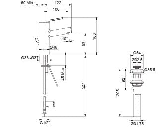 ELATE-SL BASIN MIXER W/PIPES - KOHLER PREMIUM -  ( POLISHED CHROME - PREMIUM - 0x0 mm - 0inchx0inch )