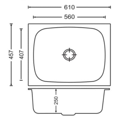 1 BOWL W/O DRAIN BOARD(DEPTH 10INCH) THK 1MM - CARYSIL -  ( MATT - ELEGANCE - 610x457 mm - 24inchX18inch )