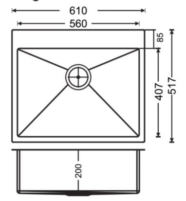 1 BOWL W/O DRAIN BOARD W/INOX 2202 FAUCETS  (DEPTH 8INCH) FULLY LOADED (THK 1MM) - CARYSIL -  ( MATT - WALTZ 610 R10 FULLY LOADED - 610x507 mm - 24inchX20inch )