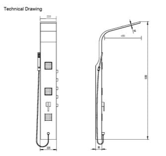 SHOWER PANEL STAINLESS STEEL - AQUANT - ( METALLIC BRUSH FINISH - - 0x0 mm - 0inchX0inch )