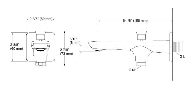 FLUENCE WALL-MOUNT BATH SPOUT WITH DIVERTER - KOHLER PREMIUM - ( VIBRANT BRUSHED ROSE GOLD - PREMIUM - 0x15 mm - 0inchX0.5inch )