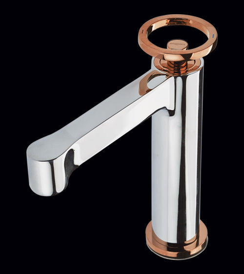 BRASS BASIN MIXER - AQUANT -  ( CHROME+ROSE GOLD - ROSELINE SERIES - 0x15 mm - 0inchX0.5inch )