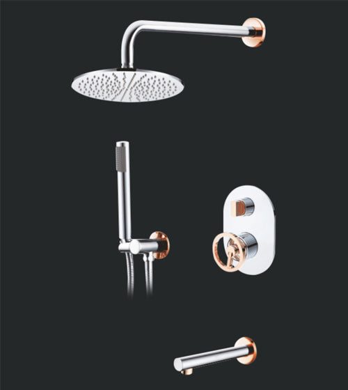 COMPLETE SHOWER SET - AQUANT - ( ROSE GOLD+CHROME - - 0x0 mm - 0inchx0inch )