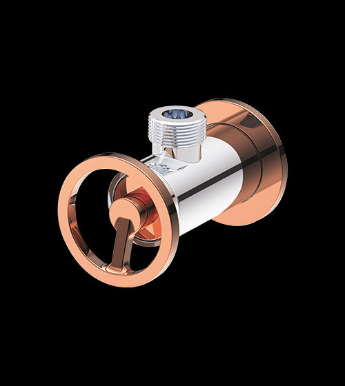 ANGLE VALVE WITH BRASS FLANGE - AQUANT - ( ROSE GOLD+CHROME - - 0x15 mm - 0inchX0.6inch )