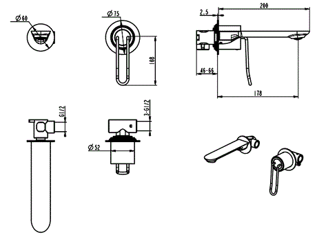 BRASS WALL BASIN MIXER - AQUANT -  ( ROSE GOLD+MATT WHITE -  - 0x0 mm - 0inchx0inch )