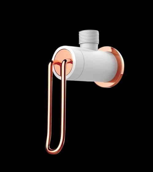 ANGLE VALVE WITH BRASS FLANGE - AQUANT - ( ROSE GOLD+MATT WHITE - - 0x15 mm - 0inchX0.6inch )