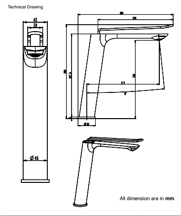TALL BRASS BASIN MIXER - AQUANT -  ( ROSE GOLD+MATT BLACK -  - 0x15 mm - 0inchX0.5inch )