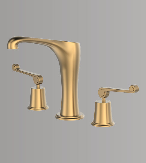 COUNTER MOUNTED 3 HOLE BASIN MIXER FOAM FLOW - AQUANT - ( BRUSHED GOLD - HERITAGE SERIES - 0x0 mm - 0inchx0inch )