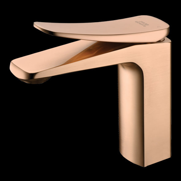 SINGLE LEVER SHORT BRASS BASIN MIXER FOAM FLOW - AQUANT - ( ROSE GOLD - WAVE SERIES - 0x0 mm - 0inchx0inch )