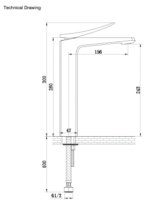 TALL BRASS BASIN MIXER - AQUANT -  ( POLISHED CHROME - WAVE SERIES - 0x0 mm - 0inchx0inch )