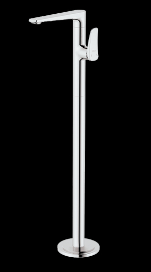 SINGLE LEVER BRASS BASIN MIXER FLOOR MOUNTED - AQUANT - ( CHROME - WAVE SERIES - 1080x1040 mm - 43.2inchX41.6inch )