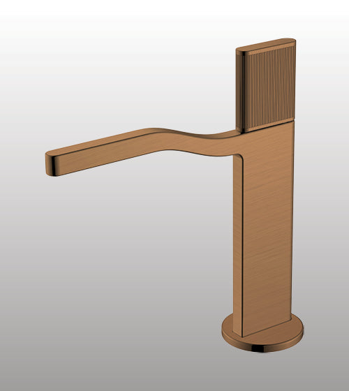 BRASS BASIN MIXER WITH PROGRESSIVE CARTRIDGE - AQUANT -  ( BRUSHED ROSE GOLD - SVELTE SERIES - 15x0 mm - 0.5inchX0inch )
