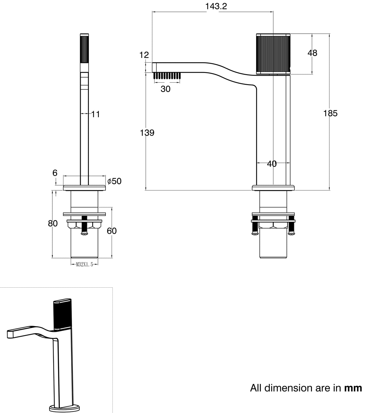 BRASS BASIN MIXER WITH PROGRESSIVE CARTRIDGE - AQUANT -  ( BRUSHED ROSE GOLD - SVELTE SERIES - 15x0 mm - 0.5inchX0inch )