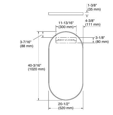ESSENTIAL CAPSULE MIRROR FRAMED - KOHLER PREMIUM - ( POLISHED CHROME - PREMIUM - 1016x501 mm - 40.64inchX20.04inch )