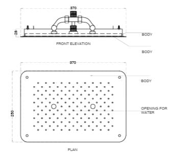 SS 2 F/CEILING RAIN&MIST SHWR W/INST.KIT - AQUANT - ( CHROME - - 370x250 mm - 14.8inchX10inch )