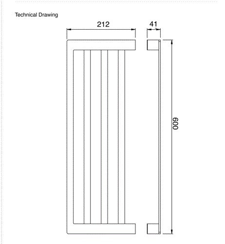 TOWEL RACK - AQUANT -  ( MATT BLACK -  - 600x0 mm - 24inchX0inch )