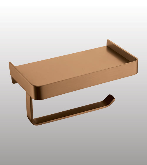 TOILET ROLL HOLDER WITH SHELF - AQUANT -  ( BRUSHED ROSE GOLD -  - 0x0 mm - 0inchx0inch )