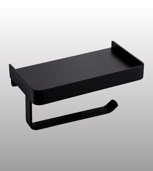 TOILET ROLL HOLDER WITH SHELF - AQUANT -  ( MATT BLACK -  - 0x0 mm - 0inchx0inch )