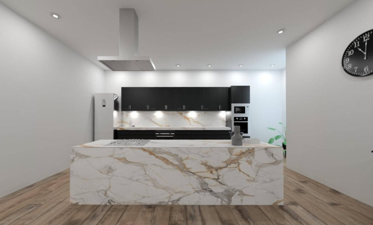 STATUARIO GOLD POSH MATT - SIMPOLO-TILES- (  - KITCHDECK MATT - 2600x790x15 mm - 104inchX31.5inchX0.6inch )