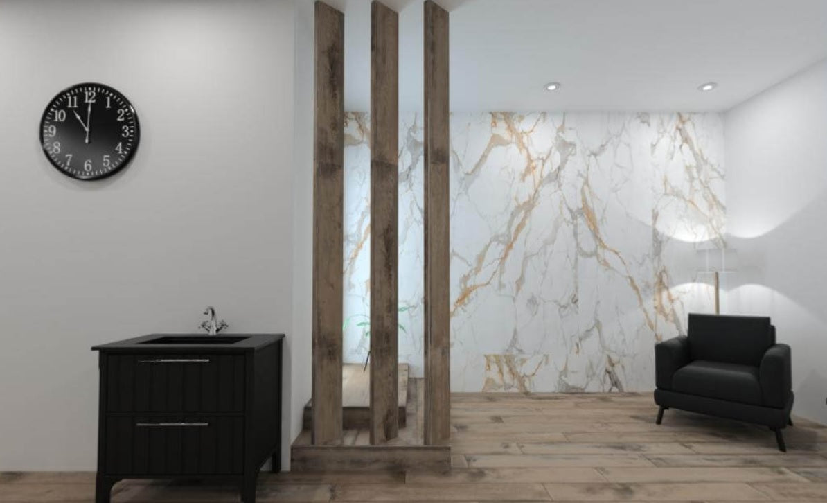 STATUARIO GOLD POSH MATT - SIMPOLO-TILES- (  - KITCHDECK MATT - 2600x790x15 mm - 104inchX31.5inchX0.6inch )